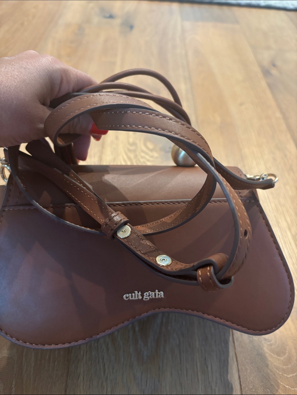 cult gaia Brown Kazia Nano Crossbody Bag with Gold Orbs - Picture 5 of 6